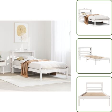 Letto con ripiano - vidaXL Letto senza Materasso Bianco 90x200 cm Legno Massello di Pino - Letto in pino