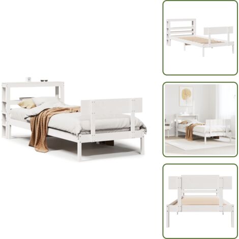 Letto con ripiano - vidaXL Letto senza Materasso Bianco 90x200 cm Legno Massello di Pino - Letto in pino