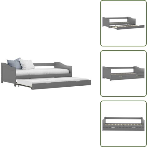 Letto con ruote - vidaXL Dormeuse Estraibile senza Materasso Grigia 90x200 cm - Letto per ospiti