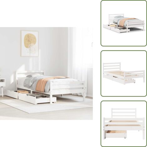 Letto con ruote - vidaXL Giroletto senza Materasso Bianco 100x200 cm Legno Massello Pino - Letto con base a doghe