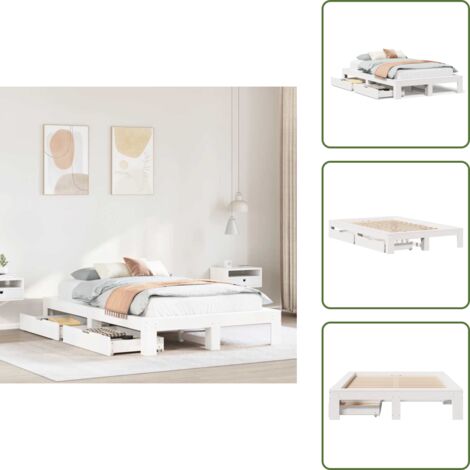 Letto con ruote - vidaXL Giroletto senza Materasso Bianco 120x190 cm Legno Massello Pino - Letto con piedini