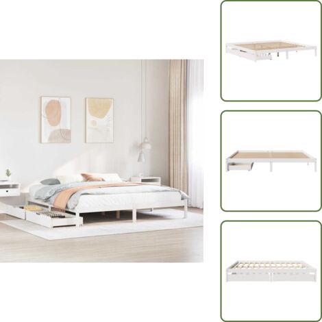 Letto con ruote - vidaXL Giroletto senza Materasso Bianco 200x200 cm Legno Massello Pino - Letto con base a doghe