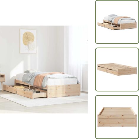 Letto con ruote - vidaXL Letto senza Materasso 75x190 cm in Legno Massello Pino - Letto con rete a doghe