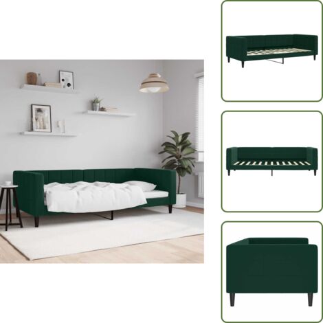 Letto con schienale - vidaXL Letto da Giorno Verde Scuro 90x200 cm in Velluto - Letto con braccioli