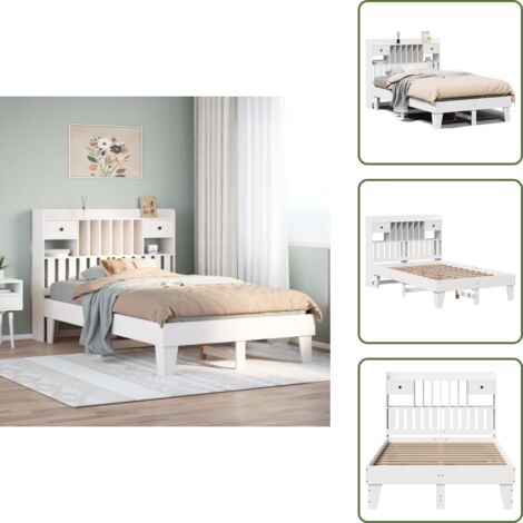 Letto con scomparti - vidaXL Letto senza Materasso Bianco 135x190 cm Legno Massello di Pino - Letto con cassetti