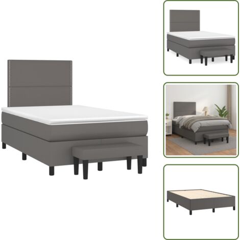 Letto con similpelle - vidaXL Giroletto a Molle con Materasso Grigio 120x190 cm in Similpelle - Panca multifunzionale
