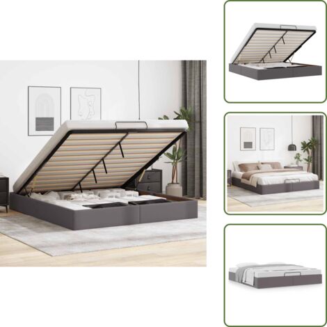 Letto con similpelle - vidaXL Struttura Letto Pouf senza Materasso 200x200 cm Similpelle - Letto con doghe