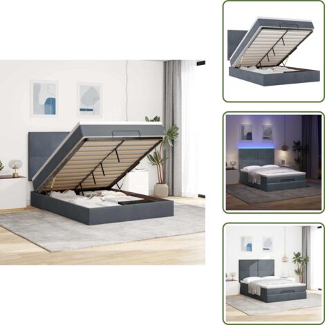 Letto con spazio di stoccaggio - vidaXL Struttura Letto Pouf con Materassi 140x190 cm Velluto - Materasso morbido