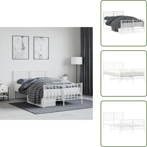 Letto con spazio sotto - vidaXL Giroletto con Testiera e Pediera Metallo Bianco 120x200 cm - Letto per camera da letto