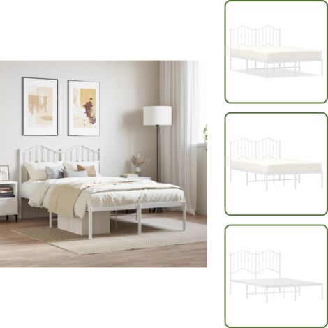 Letto con spazio sotto - vidaXL Giroletto con Testiera in Metallo Bianco 120x200 cm - Letto con supporto schiena