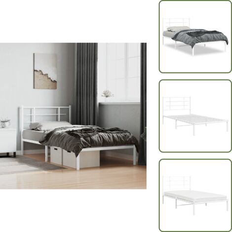 Letto con spazio sotto - vidaXL Giroletto con Testiera Metallo Bianco 100x200 cm -