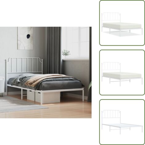 Letto con spazio sotto - vidaXL Giroletto con Testiera Metallo Bianco 107x203 cm - Letto con supporto schiena