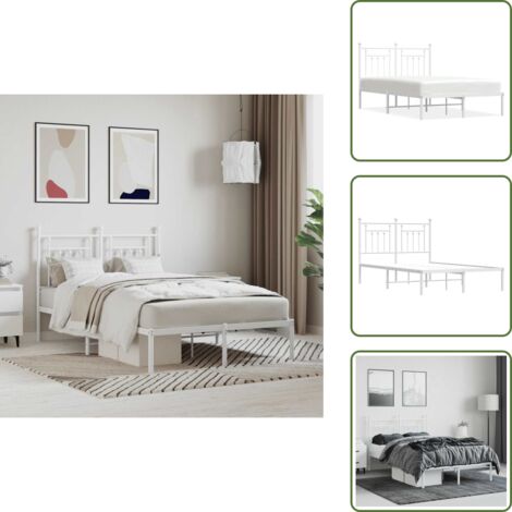 Letto con spazio sotto - vidaXL Giroletto con Testiera Metallo Bianco 120x190 cm -