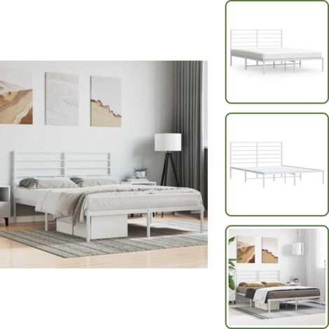 Letto con spazio sotto - vidaXL Giroletto con Testiera Metallo Bianco 120x190 cm - Letto con supporto schiena