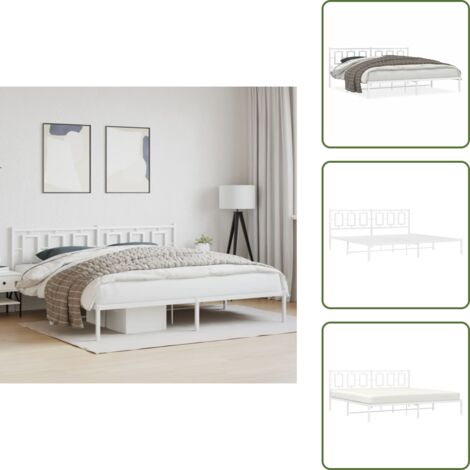 Letto con spazio sotto - vidaXL Giroletto con Testiera Metallo Bianco 193x203 cm - Letto con supporto schiena