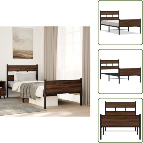 Letto con spazio sotto - vidaXL Giroletto senza Materasso Rovere Marrone 90x190cm in Truciolato - Letto con testiera e pediera