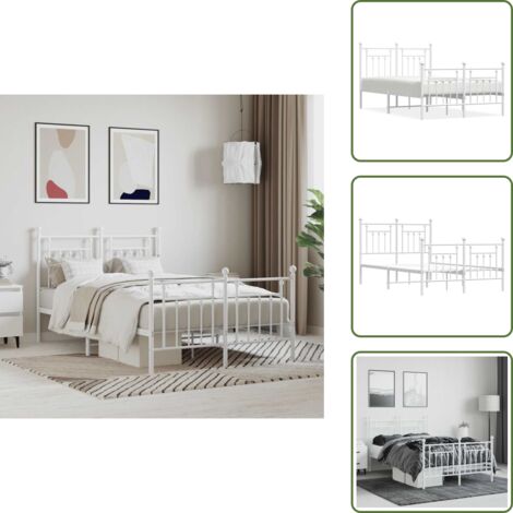 Letto con spazio sottostante - vidaXL Giroletto con Testiera e Pediera Metallo Bianco 120x200 cm - Letto con supporto per materasso