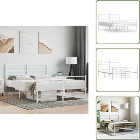 Letto con spazio sottostante - vidaXL Giroletto con Testiera e Pediera Metallo Bianco 120x200 cm - Letto con supporto per materasso