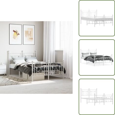 Letto con spazio sottostante - vidaXL Giroletto con Testiera e Pediera Metallo Bianco 120x200 cm - Letto con supporto per materasso