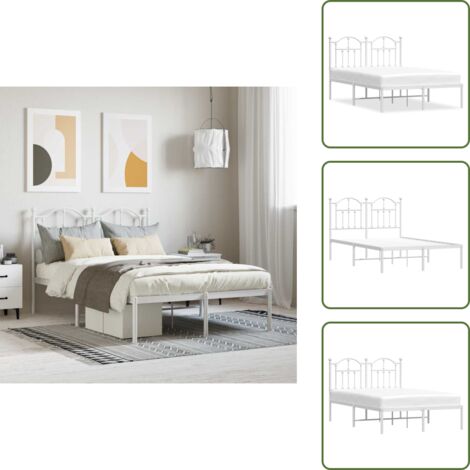 Letto con spazio sottostante - vidaXL Giroletto con Testiera in Metallo Bianco 120x200 cm - Letto con supporto schiena