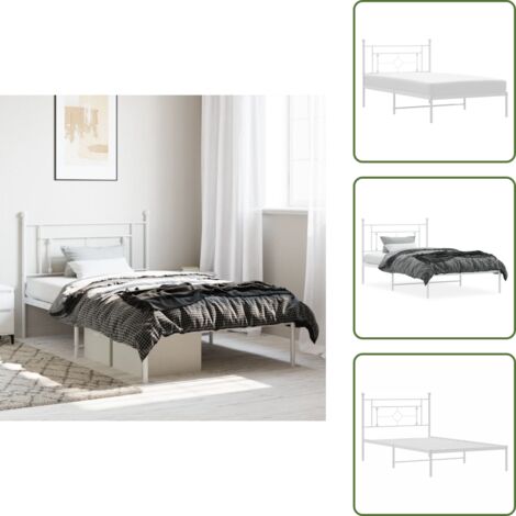Letto con spazio sottostante - vidaXL Giroletto con Testiera Metallo Bianco 107x203 cm - Letto con supporto schiena