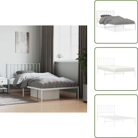 Letto con spazio sottostante - vidaXL Giroletto con Testiera Metallo Bianco 107x203 cm - Letto con supporto schiena