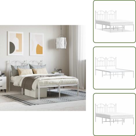 Letto con spazio sottostante - vidaXL Giroletto con Testiera Metallo Bianco 120x190 cm - Letto con supporto schiena