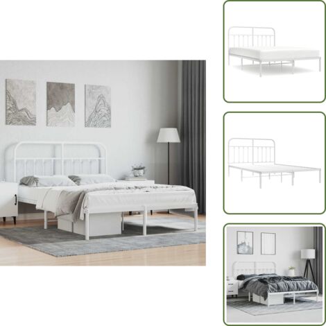 Letto con spazio sottostante - vidaXL Giroletto con Testiera Metallo Bianco 140x190 cm - Letto con supporto schiena