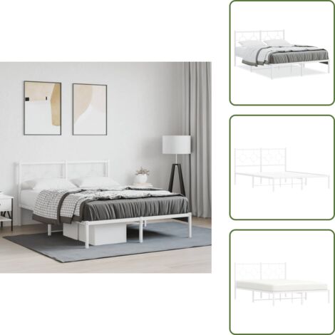 Letto con spazio sottostante - vidaXL Giroletto con Testiera Metallo Bianco 140x200 cm - Letto con supporto schiena