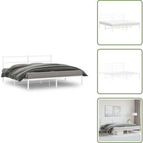 Letto con spazio sottostante - vidaXL Giroletto con Testiera Metallo Bianco 183x213 cm - Letto con supporto schiena