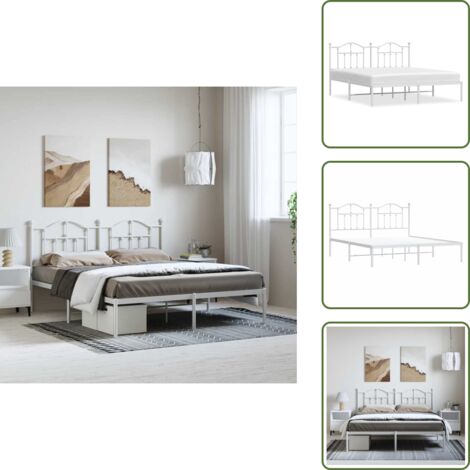 Letto con spazio sottostante - vidaXL Giroletto con Testiera Metallo Bianco 183x213 cm - Letto con supporto schiena