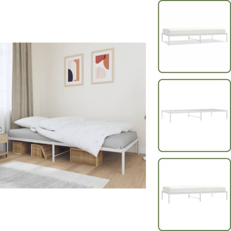 Letto con spazio sottostante - vidaXL Giroletto in Metallo Bianco 100x200 cm - Letto per camera da letto