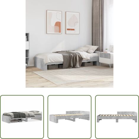 Letto con sponde -  Giroletto Grigio Cemento 75x190 cm in Legno Multistrato