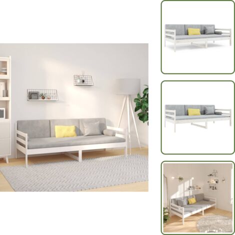 Letto con sponde - vidaXL Dormeuse senza Materasso Bianca 80x200 cm Legno Massello Pino - Letto con design a doghe