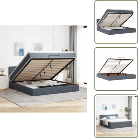 Letto con stoccaggio - vidaXL Struttura Letto Pouf con Materasso 180x200 cm in Velluto - Letto con meccanismo idraulico