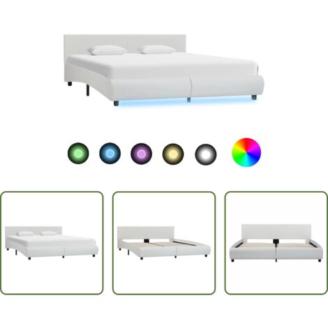 Letto con striscia luminosa -  Giroletto con LED senza Materasso Bianco 180x200 cm
