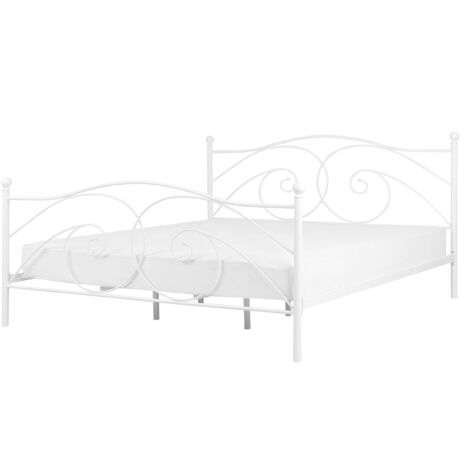 BELIANI Letto di metallo bianco 140x200 cm DINARD - bianco