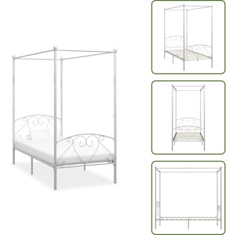 Letto con struttura superiore - vidaXL Giroletto Baldacchino senza Materasso 100x200 cm Metallo - Letto in metallo