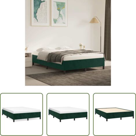 Letto con supporto -  Giroletto senza Materasso Verde Scuro 140x200 cm in Velluto