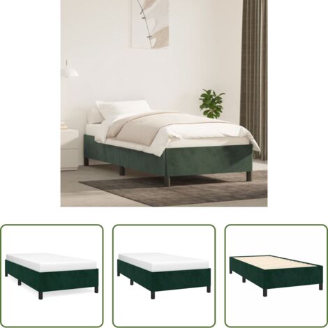 Letto con supporto -  Giroletto senza Materasso Verde Scuro 90x190 cm in Velluto
