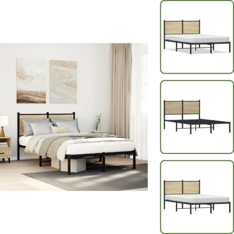 Letto con supporto per schiena - vidaXL Giroletto senza Materaso in Metallo Rovere Sonoma 120x200 cm - Letto con spazio di stoccaggio