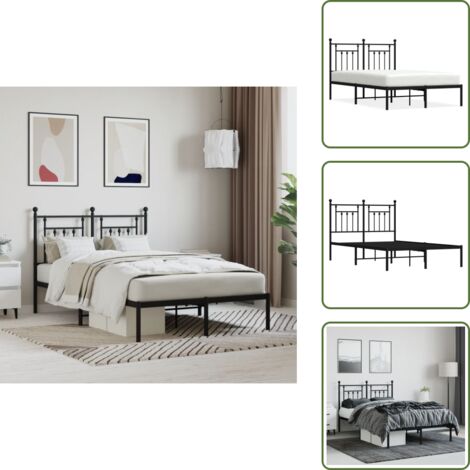 Letto con supporto schiena - vidaXL Giroletto con Testiera in Metallo Nero 120x190 cm - Letto con spazio sotto