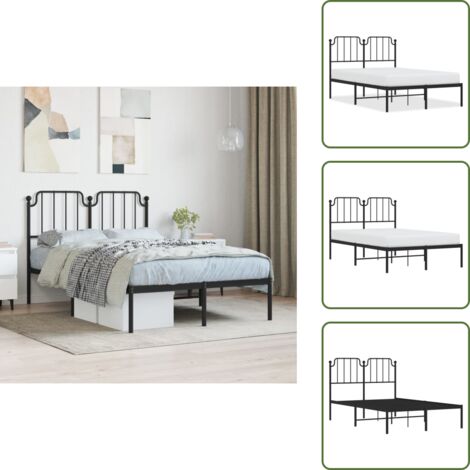 Letto con supporto schiena - vidaXL Giroletto con Testiera in Metallo Nero 120x200 cm - Letto con spazio sotto