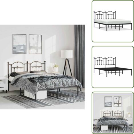 Letto con supporto schiena - vidaXL Giroletto con Testiera in Metallo Nero 135x190 cm - Letto con spazio sotto