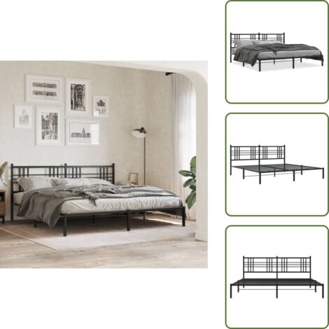 Letto con supporto schiena - vidaXL Giroletto con Testiera in Metallo Nero 183x213 cm - Letto con doghe in metallo