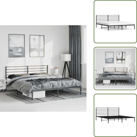 Letto con supporto schiena - vidaXL Giroletto con Testiera in Metallo Nero 183x213 cm - Letto con spazio sottostante