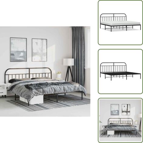 Letto con supporto schiena - vidaXL Giroletto con Testiera in Metallo Nero 193x203 cm - Letto con spazio sottostante