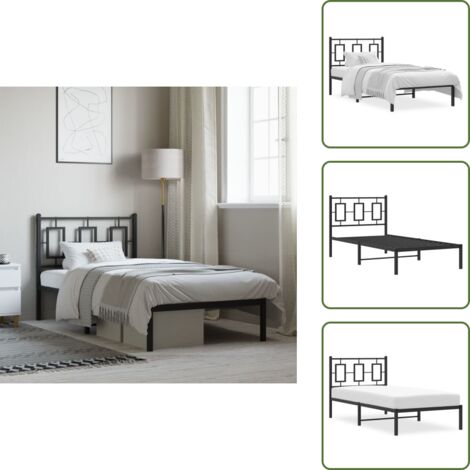 Letto con supporto schiena - vidaXL Giroletto con Testiera in Metallo Nero 90x190 cm - Letto con spazio sotto
