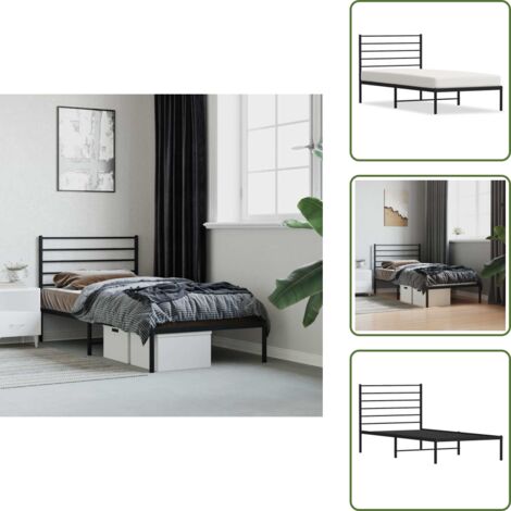 Letto con supporto schiena - vidaXL Giroletto con Testiera in Metallo Nero 90x190 cm - Letto con spazio sottostante