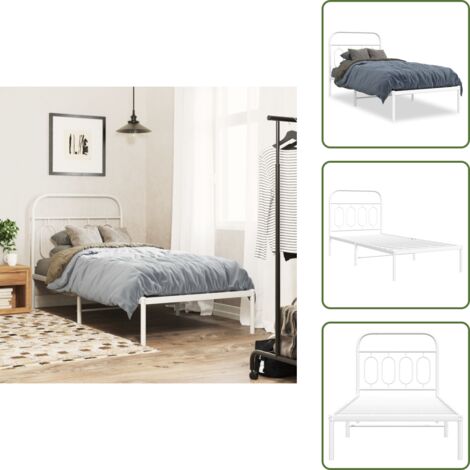 Letto con supporto schiena - vidaXL Giroletto con Testiera Metallo Bianco 80x200 cm -
